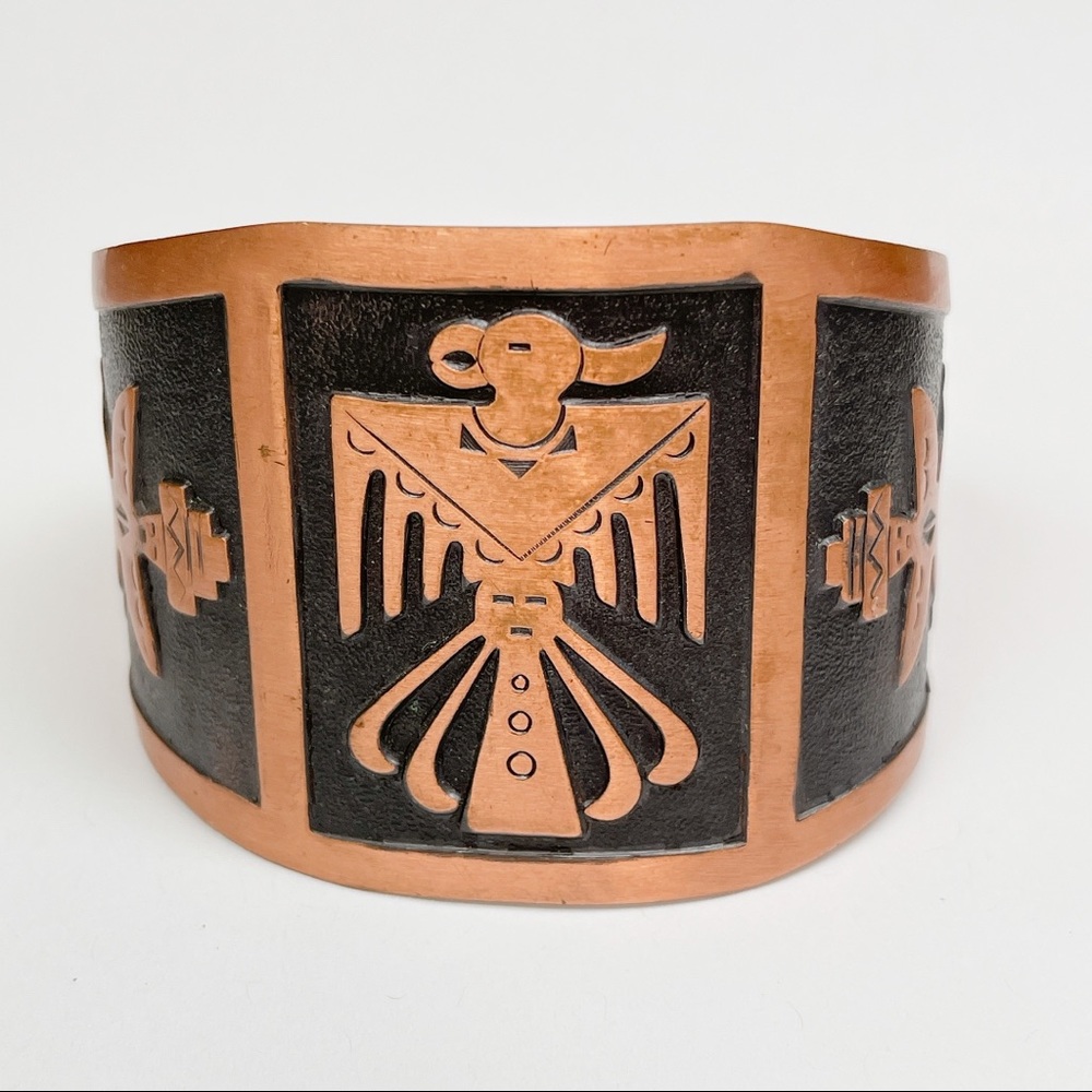 Wide Vintage Bell Copper Tribal Cuff Bracelet
